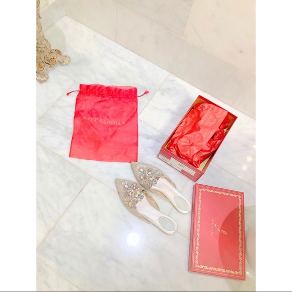 Beautiful Rene Caovilla Miley Crystal Lace Slipper Shoe 9 - Picture 4 of 6